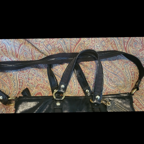 Coach Poppy daisy black liquid gloss leather tote - Picture 7 of 7